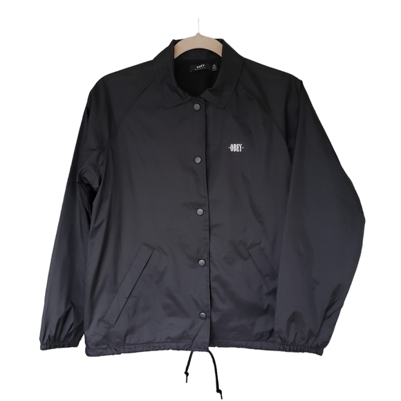Obey Jackets & Blazers - Obey Propaganda Unisex Black Lightweight Nylon Lined Windbreaker